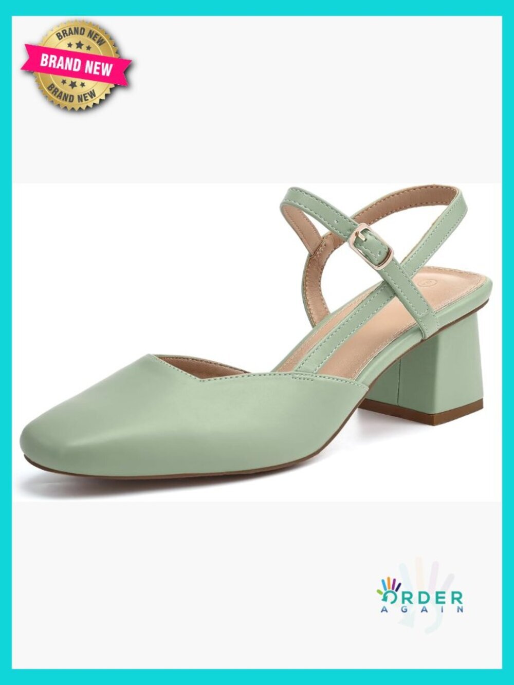 Slingback Chunky Low Heels Closed Square Toe Wedding Party Dress Pumps